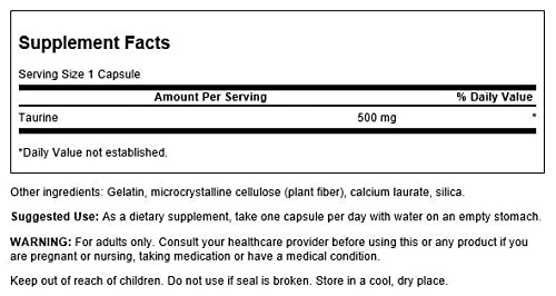 Swanson Taurine, 500mg - 100 caps | High-Quality Taurine | MySupplementShop.co.uk