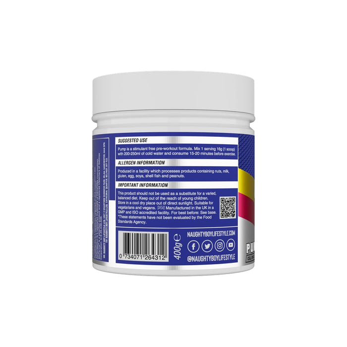 Naughty Boy Pump 400g - Beta-Alanine at MySupplementShop by Naughty Boy