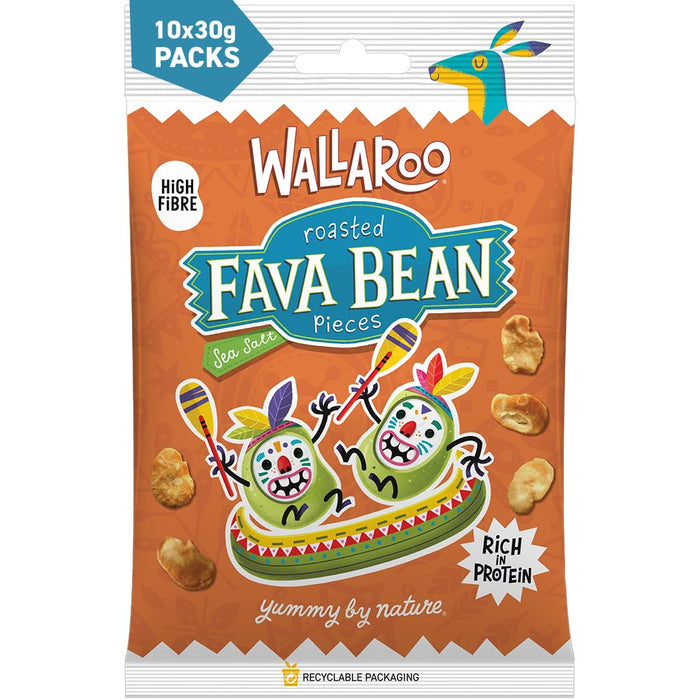 Wallaroo Roasted Fava Brean Pieces 10 x 30g - Nuts & Seeds at MySupplementShop by WALLAROO