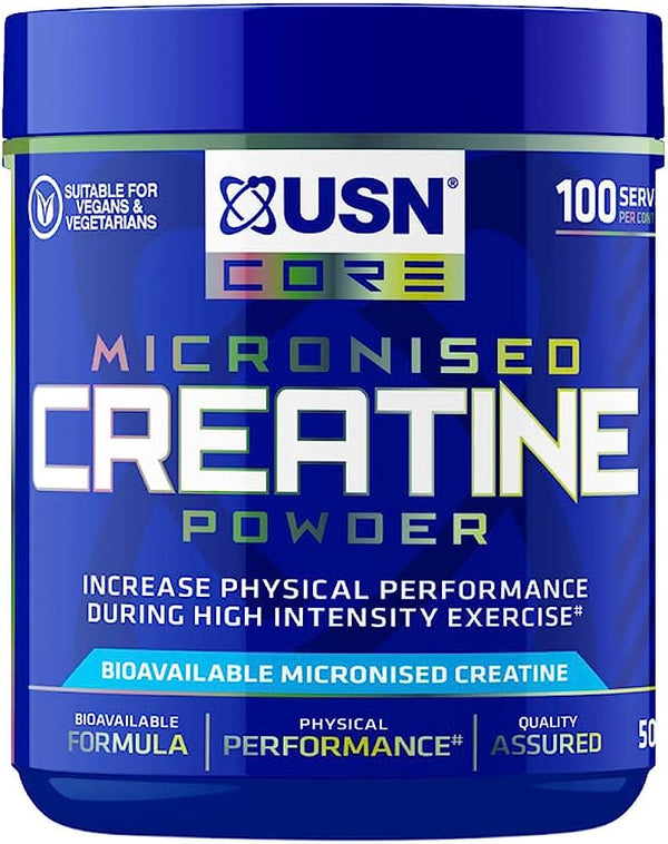 USN Micronized Creatine Monohydrate Powder 500 g: Improve Your Performance With Unflavoured Creatine Energy Boosting Pre train and Post Workout Recovery Powder | High-Quality Creatine | MySupplementShop.co.uk