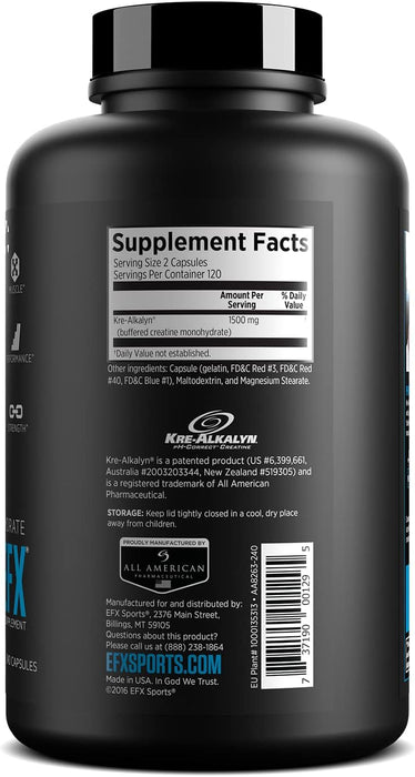 EFX Sports Kre-Alkalyn 240 Capsules - Creatine Supplements at MySupplementShop by EFX Sports