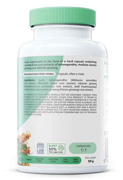 Ashwagandha + Rhodiola & Ginseng - 120 vegan capsules