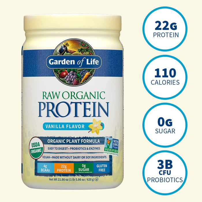 Garden of Life Raw Organic Protein, Vanilla - 620g - Protein at MySupplementShop by Garden of Life