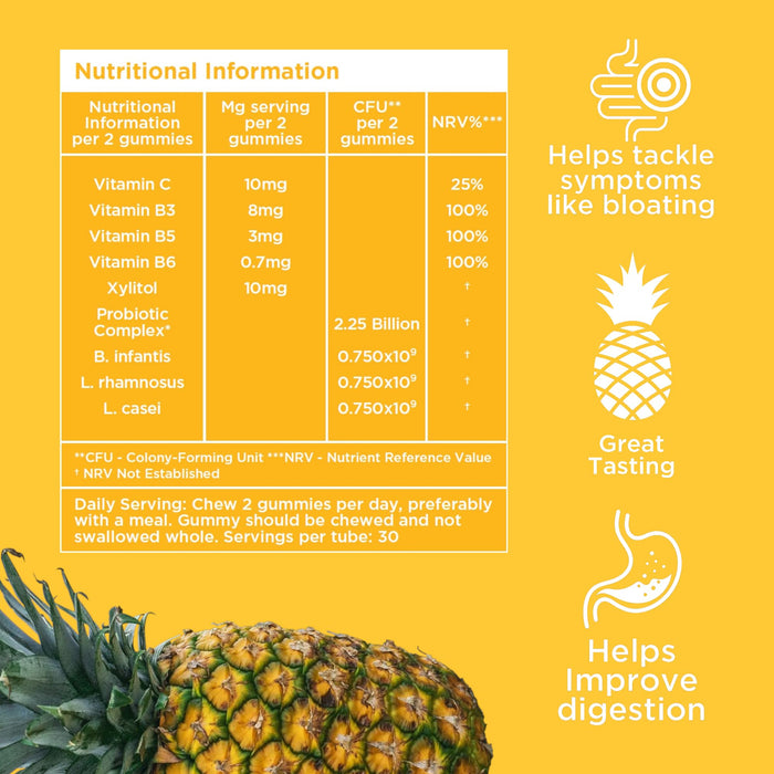 Gmys Gut Health Gummies, Pineapple - 60 gummies Best Value Nutritional Supplement at MYSUPPLEMENTSHOP.co.uk