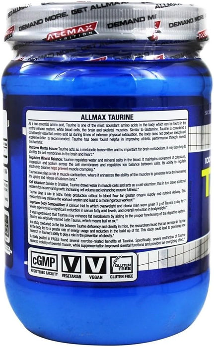 AllMax Nutrition Taurine - 400 grams | High-Quality Amino Acids and BCAAs | MySupplementShop.co.uk