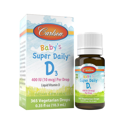 Carlson Labs Baby's Super Daily D3, 400 IU - 10 ml. | High-Quality Health and Wellbeing | MySupplementShop.co.uk