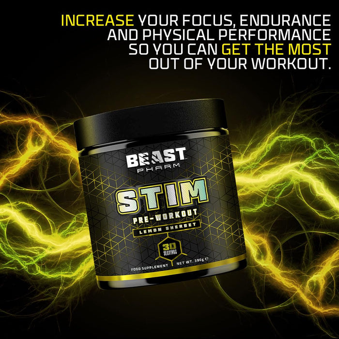 Beast Pharm STIM Pre Workout 390g (Lemon Sherbet) - Pre Workout at MySupplementShop by Beast Pharm