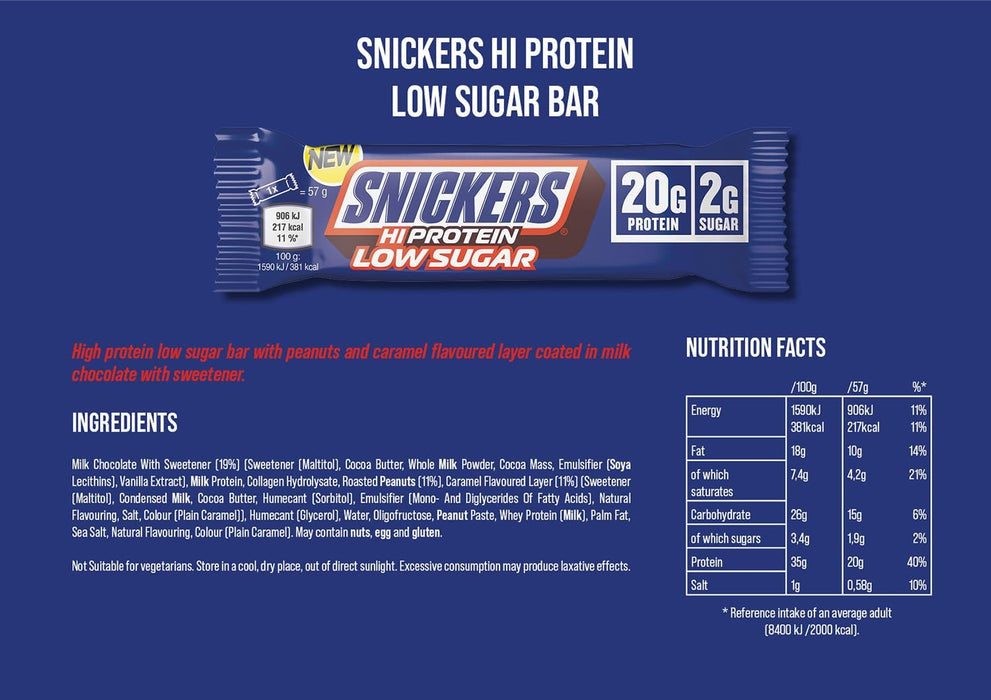 Snickers Low Sugar Snickers Hi-Protein Bar 12x57g