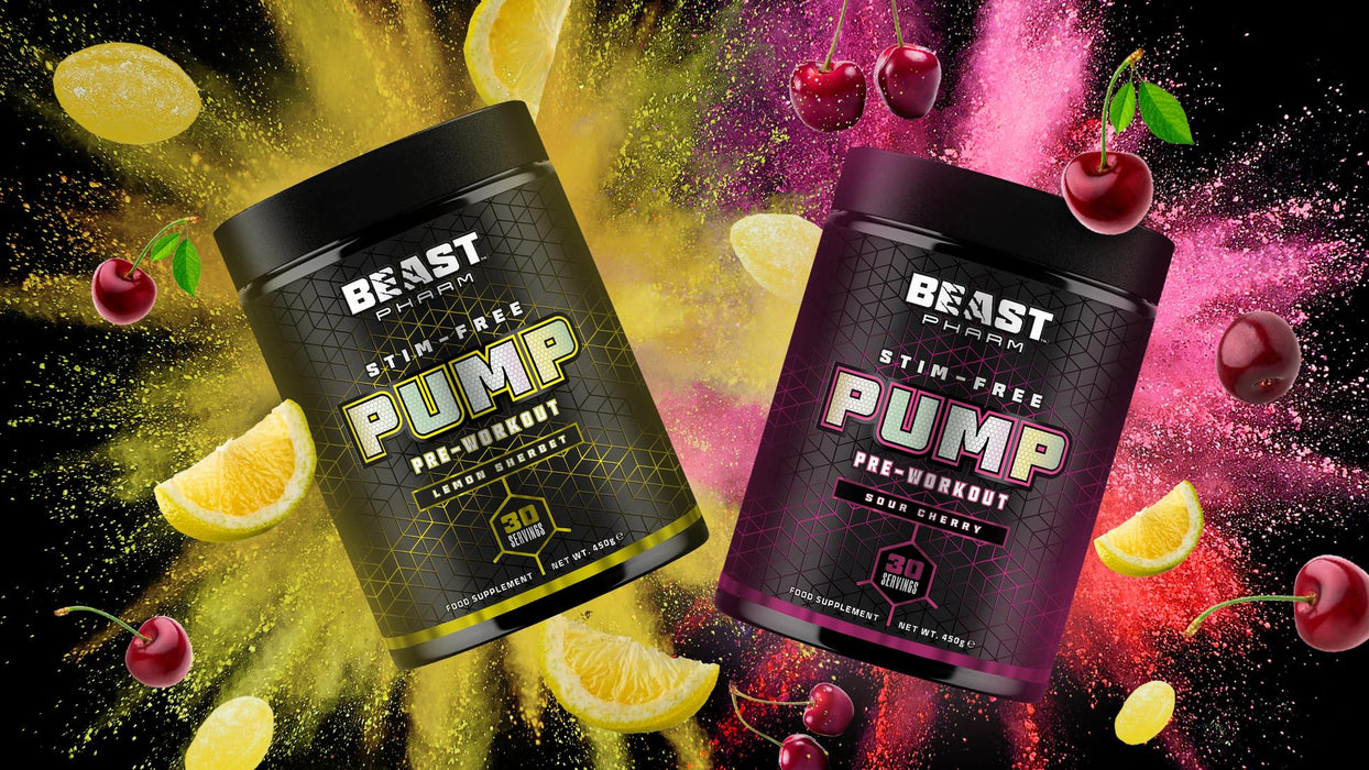 Beast Pharm STIM FREE PUMP Pre Workout 450g (Lemon Sherbet) - Pre Workout at MySupplementShop by Beast Pharm