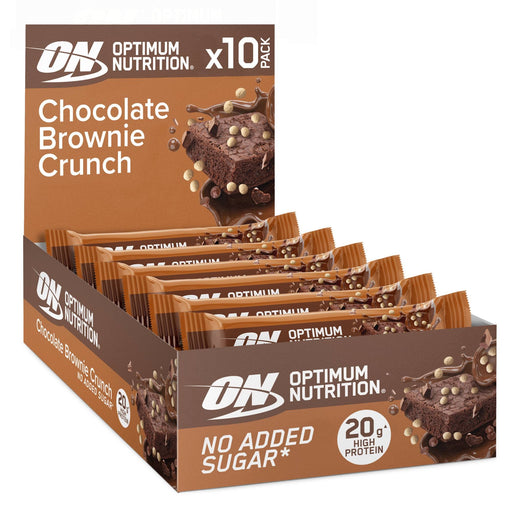 Optimum Nutrition Crunch Bar 10x65g Choc Brownie - Diet &amp; Nutrition at MySupplementShop by Optimum Nutrition