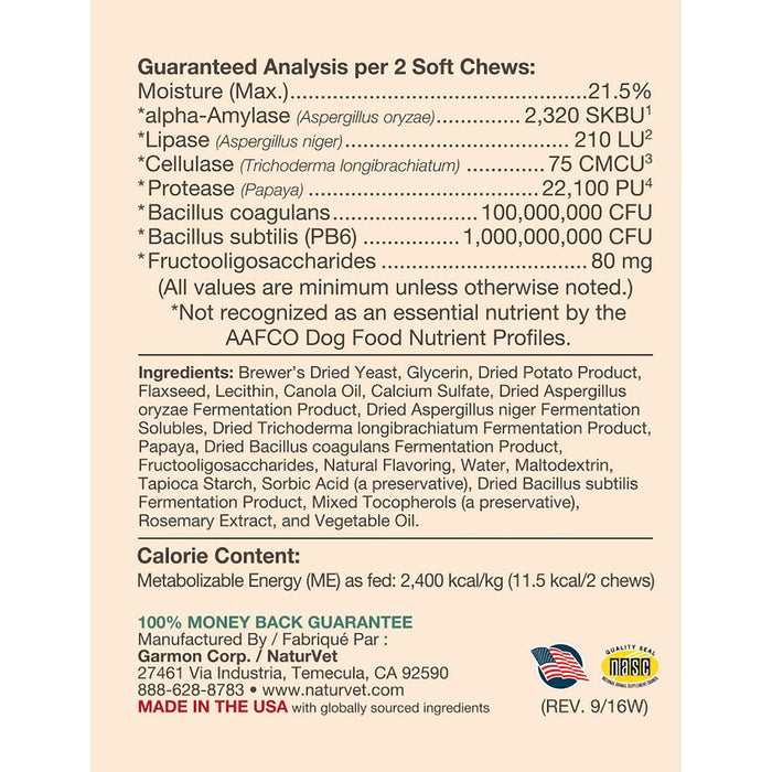 Nordic Naturals NaturVet Advanced Probiotics & Enzymes, 70 soft chews: Digestive support for pets. | Premium Animal Nutritional Supplement at MYSUPPLEMENTSHOP