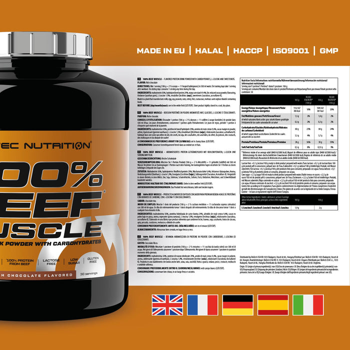 SciTec 100% Beef Muscle, Rich Chocolate Best Value Beef Proteins at MYSUPPLEMENTSHOP.co.uk