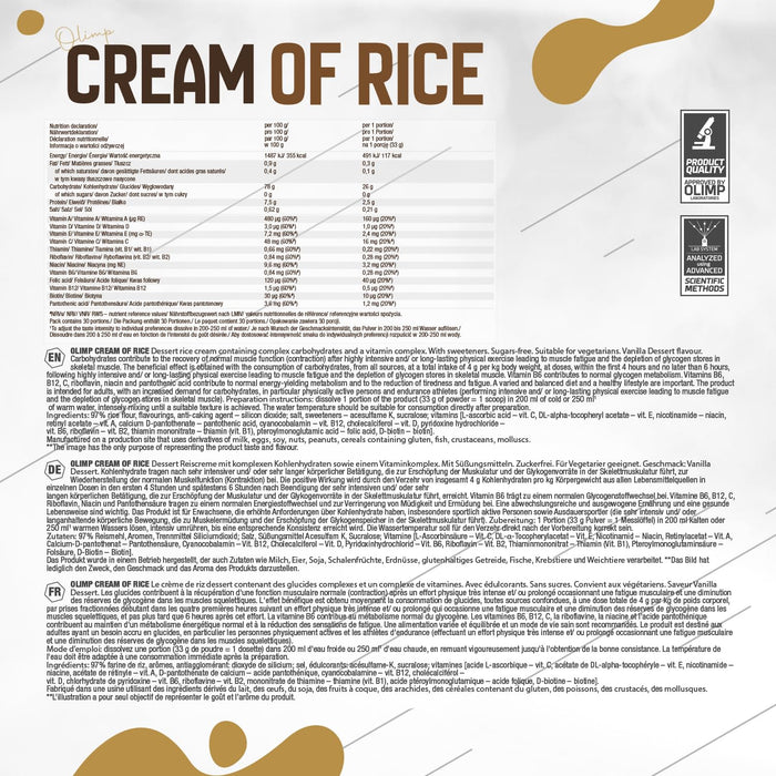 Cream of Rice, Vanilla Dessert - 1000g - Weight Gainers & Carbs at MySupplementShop by Olimp Nutrition