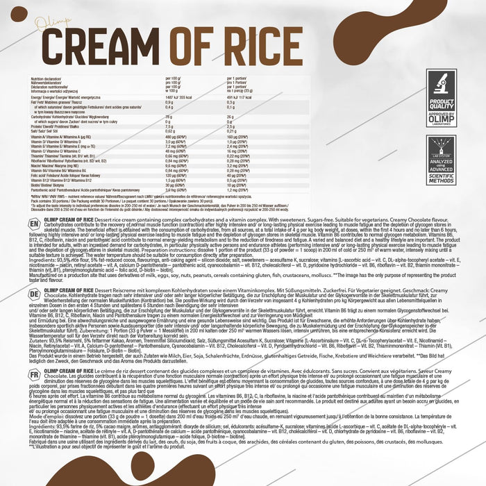 Cream of Rice, Creamy Chocolate - 1000g - Weight Gainers & Carbs at MySupplementShop by Olimp Nutrition