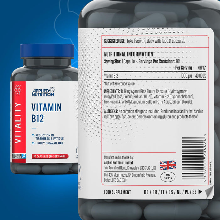 Applied Nutrition VITALITY B12 90Veg Caps - Vitamin B12 at MySupplementShop by Applied Nutrition