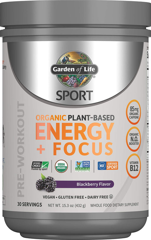 Garden of Life Organic Plant-Based Energy + Focus, Blackberry - 432g | High-Quality Nitric Oxide Boosters | MySupplementShop.co.uk