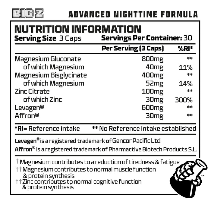 Beast Pharm Big Z Advanced Nighttime Formula 90 Cap Best Value Mineral Supplement at MYSUPPLEMENTSHOP.co.uk