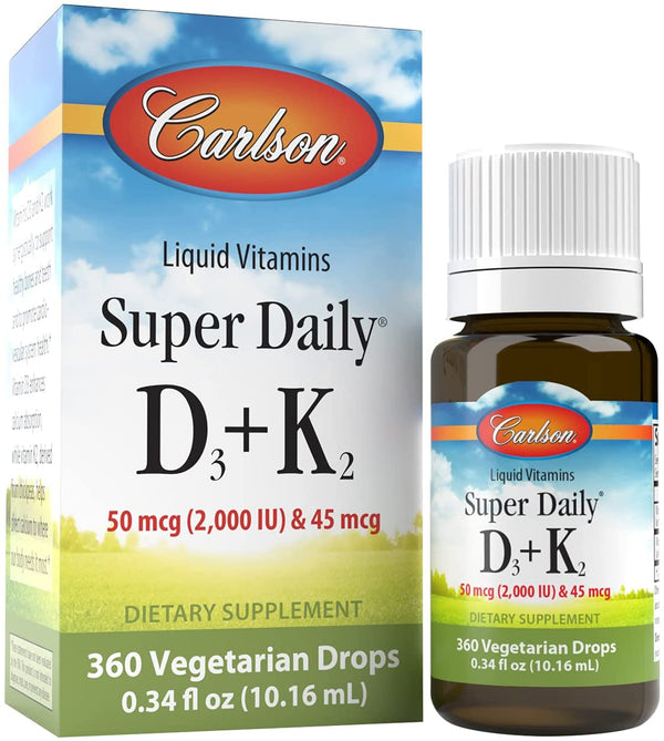 Carlson Labs Super Daily D3 + K2 2000 IU  10 ml. - Sports Supplements at MySupplementShop by Carlson Labs