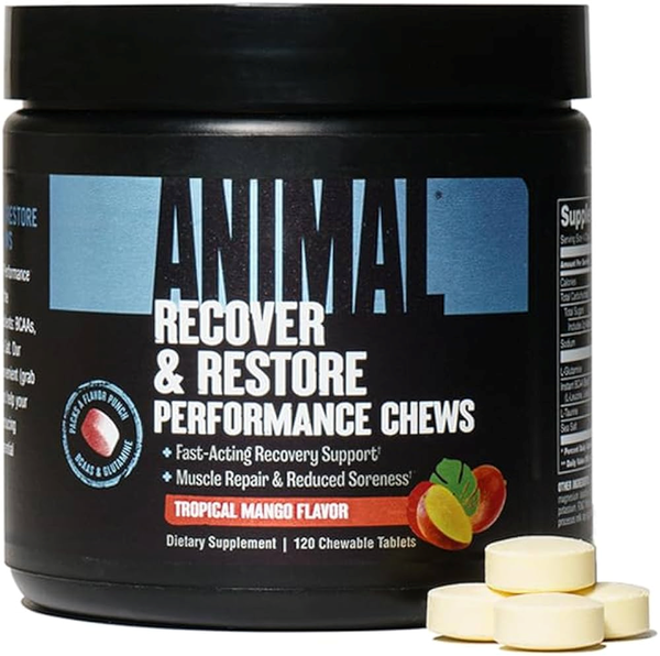 Animal Recover & Restore Performance Chews Tropical Mango Flavor 120Tabs for Muscle Recovery at MySupplementShop.co.uk