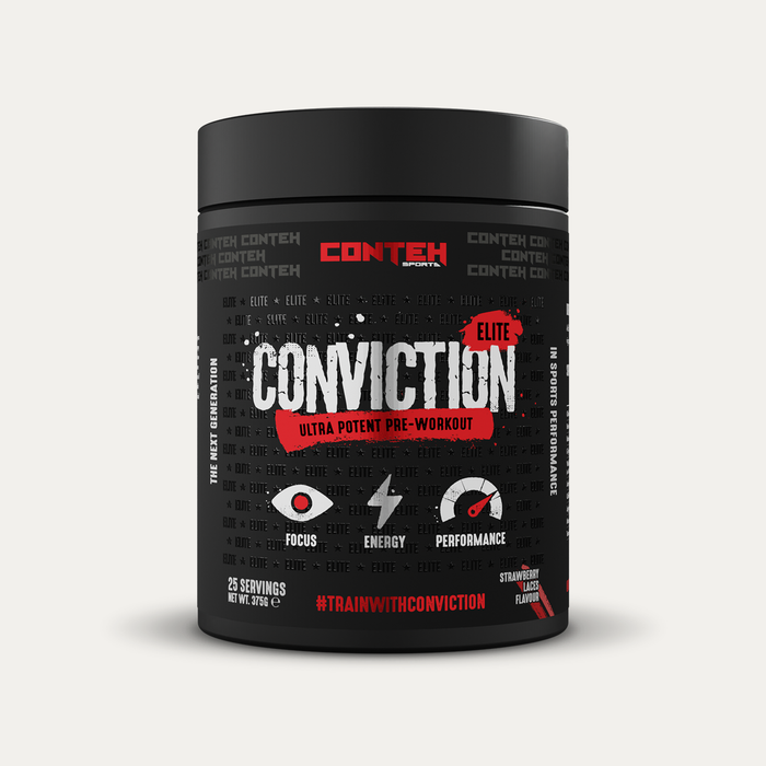 Conteh Conviction Elite 375g Ultra Potent Pre-Workout - Srawberry Laces - Supplements at MySupplementShop by Conteh Sports