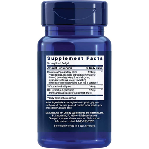 Life Extension MacuGuard Ocular Support with Saffron 60 Softgels - Health and Wellbeing at MySupplementShop by Life Extension