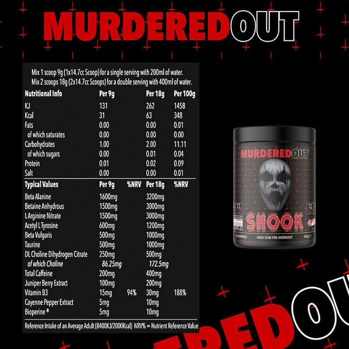 Murdered Out Shook High Stim Pre Workout 450g