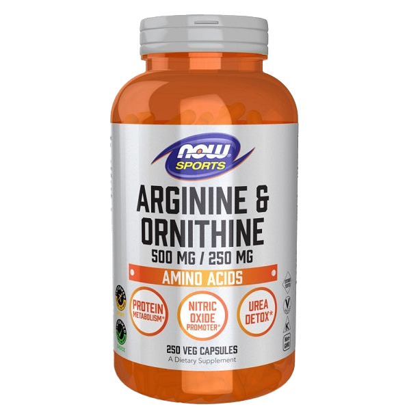 NOW Foods Arginine & Ornithine, 500/250 - 250 vcaps