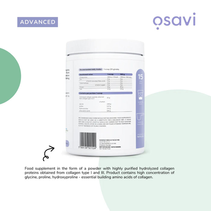 Osavi Collagen Hydrolyzed, Type I & III - 300g
