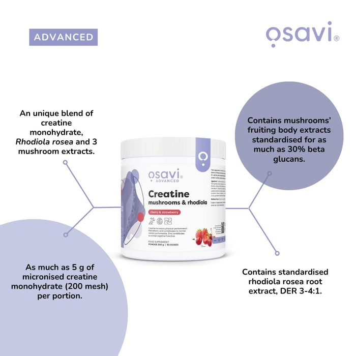Osavi Creatine, Mushrooms & Rhodiola 300g