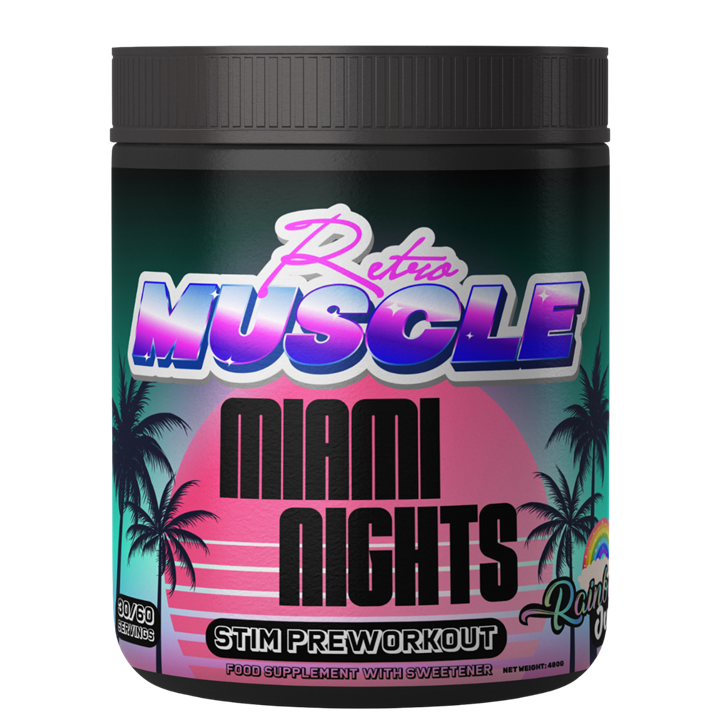 Retro Muscle Miami Nights 480g Rainbow Juice | Premium Health & Nutrition at MySupplementShop.co.uk