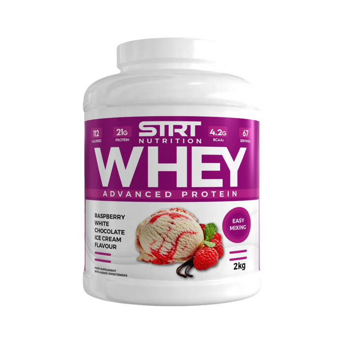 STRT Nutrition Whey Protein 2kg – 21g Protein, 67 Servings, Multiple Flavours