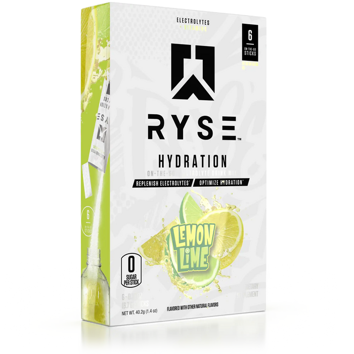 RYSE Hydration Sticks 6 x 6.4g - Lemon Lime - Hydration Drink at MySupplementShop by RYSE