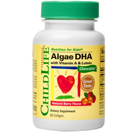 ChildLife Essentials Algae DHA with Vitamin A & Lutein 60 Chewable Softgels Berry Flavour - Brain & Memory at MySupplementShop by ChildLife Essentials