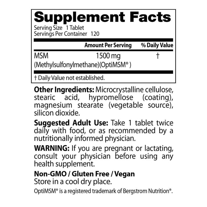 Doctor's Best MSM with OptiMSM 1,500 mg 120 Tablets | Premium Supplements at MYSUPPLEMENTSHOP