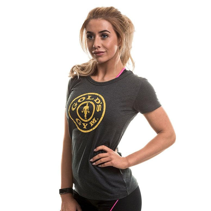 Gold's Gym Muscle Joe Slim Fit Tee Charcoal Marl - Small - Tee at MySupplementShop by Gold's Gym