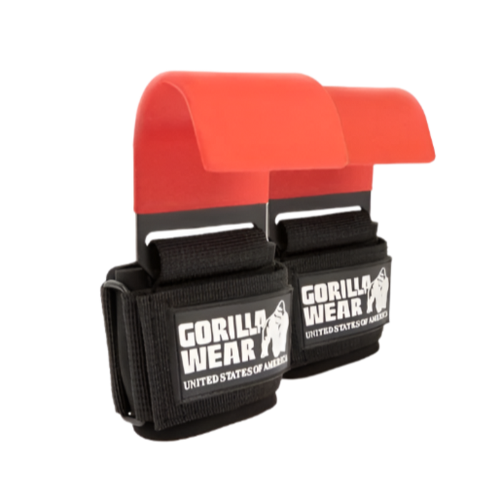 Gorilla Wear Weight Lifting Hooks - Black & Red