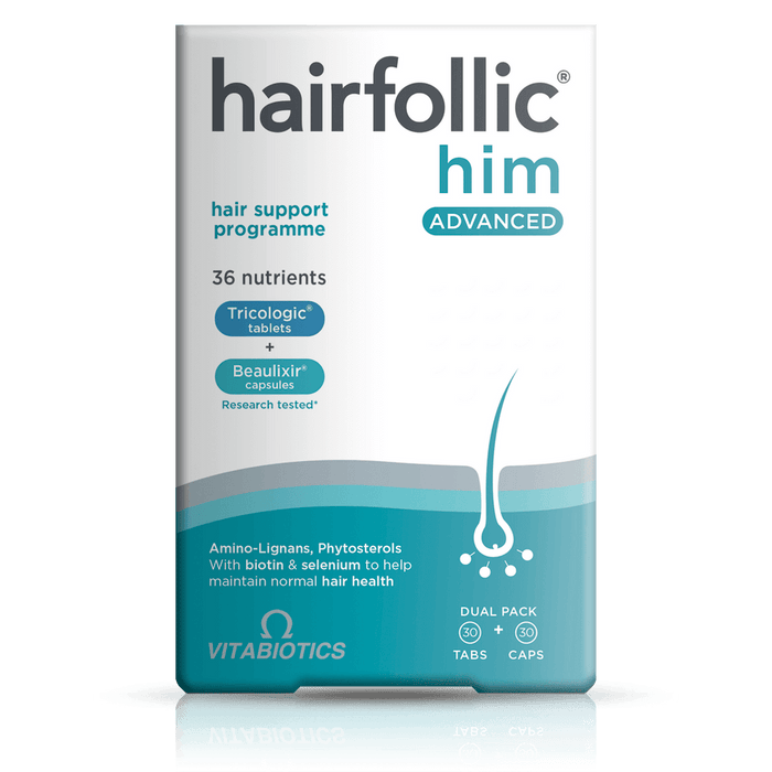 Vitabiotics Hairfollic Him Advanced Dual Pack 60 Tablets - Hair Care at MySupplementShop by Vitabiotics