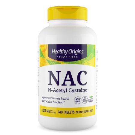 Healthy Origins N-Acetyl-L-Cysteine (NAC) 1000mg, 240 Tablets: Antioxidant Support, Doubled