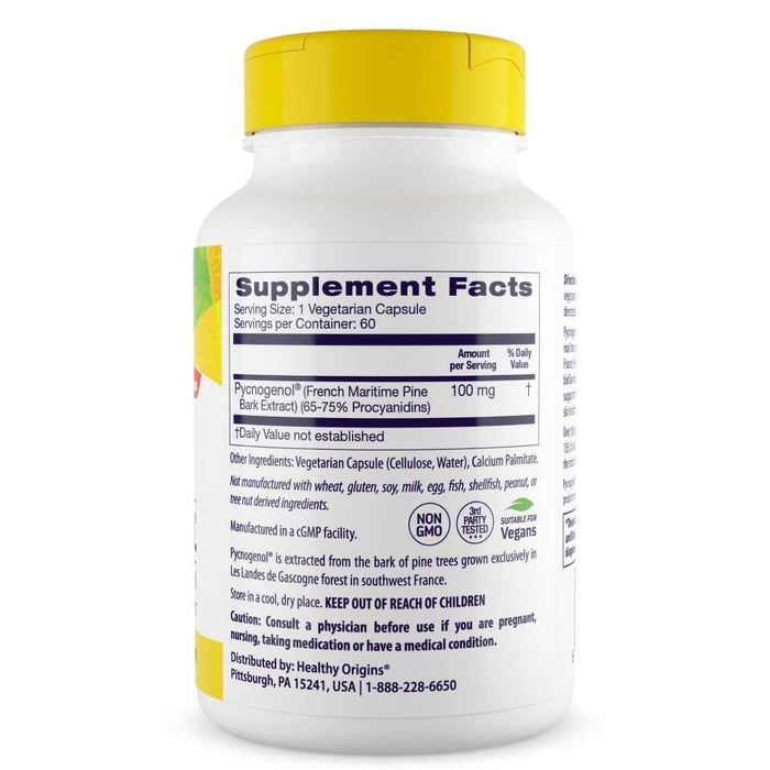 Healthy Origins Pycnogenol 100 mg 60 Veggie Capsules | Premium Supplements at MYSUPPLEMENTSHOP