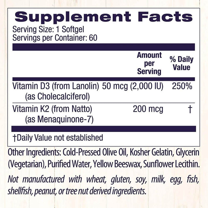 Healthy Origins Vitamin D3 & K2 50mcg/200mcg 60 Softgels - Immune Support at MySupplementShop by Healthy Origins