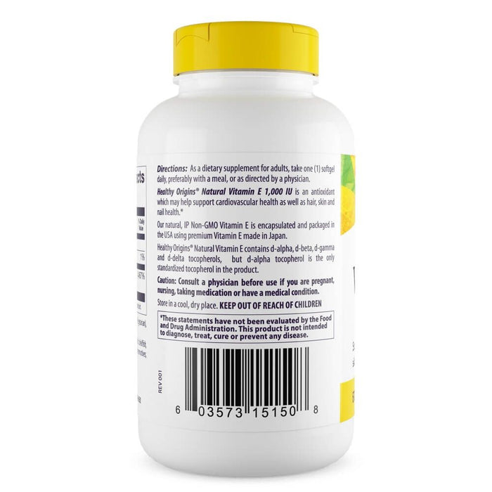 Healthy Origins Vitamin E 1,000iu 120 Softgels | Premium Supplements at MYSUPPLEMENTSHOP