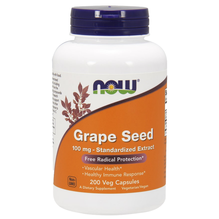 NOW Foods Grape Seed Standardized Extract, 100mg - 200 vcaps