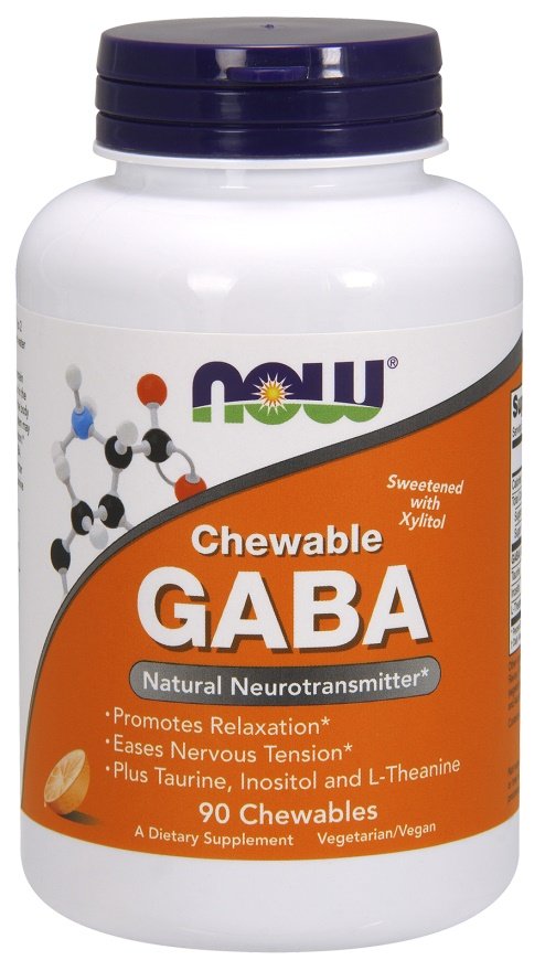 NOW Foods GABA Chewable with Taurine 90 chewables - Inositol and L-Theanine - Health and Wellbeing at MySupplementShop by NOW Foods