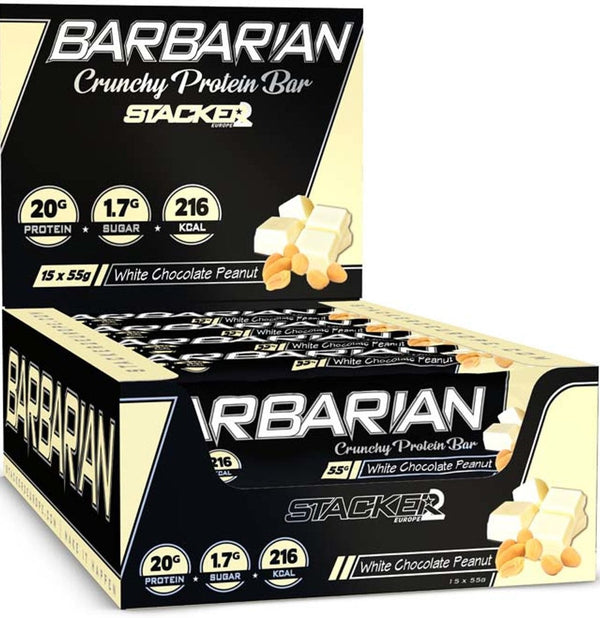 Stacker2 Europe Barbarian, White Chocolate Peanut - 15 x 55g | High-Quality Health Foods | MySupplementShop.co.uk