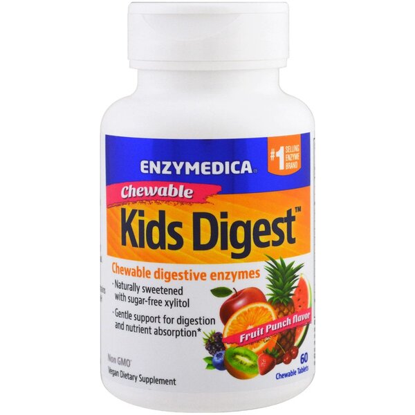 Enzymedica Kids Digest, Fruit Punch - 60 chewables Best Value Nutritional Supplement at MYSUPPLEMENTSHOP.co.uk