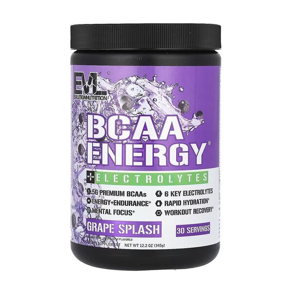 EVLution Nutrition BCAA Energy + Electrolytes, Grape Splash - 345g