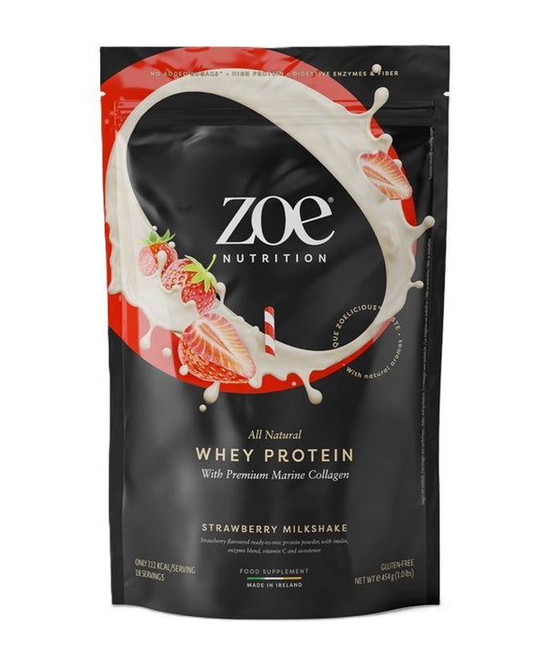 ZOE Nutrition Whey Protein with Premium Marine Collagen, Strawberry Milkshake - 454g - Default Title - Sports Nutrition at MySupplementShop by ZOE Nutrition