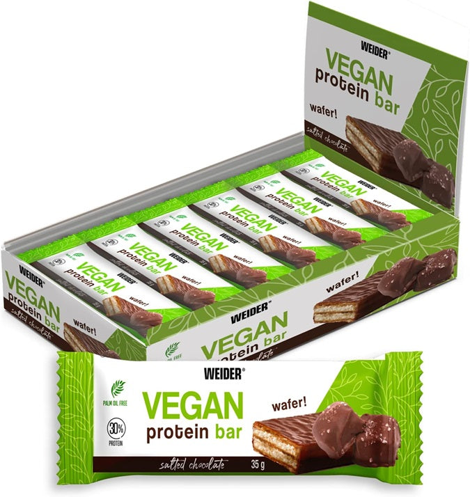 Weider Vegan Protein Bar 12 x 35g - Salted Chocolate - Protein Bars at MySupplementShop by Weider