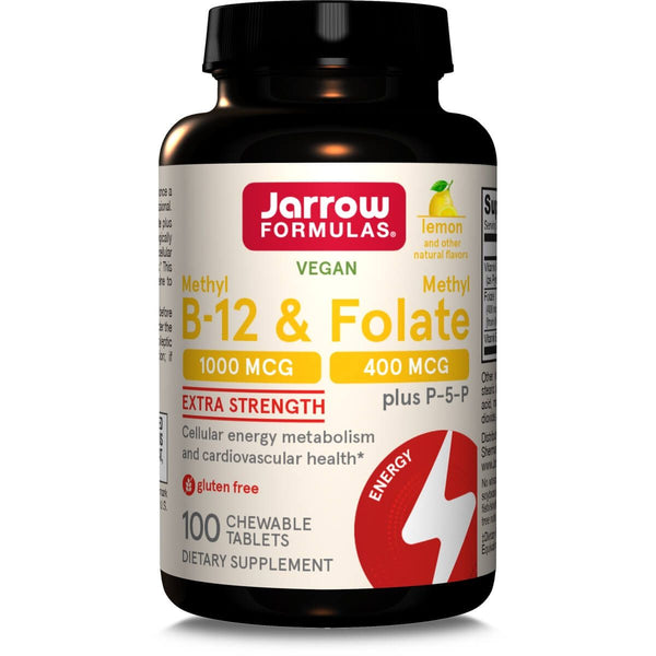 Jarrow Formulas Vitamin Methyl B-12 &amp; Methyl Folate 100 Lemon Chewable Tablets | Premium Supplements at MYSUPPLEMENTSHOP