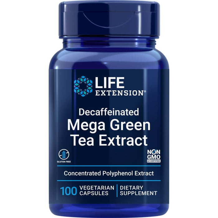 Life Extension Decaffeinated Mega Green Tea Extract 100 Vegetarian Capsules - Health and Wellbeing at MySupplementShop by Life Extension